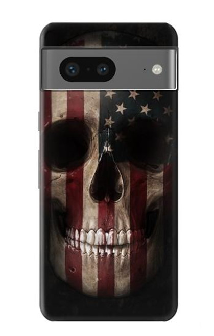 S3850 アメリカの国旗の頭蓋骨 American Flag Skull Google Pixel 7a バックケース、フリップケース・カバー