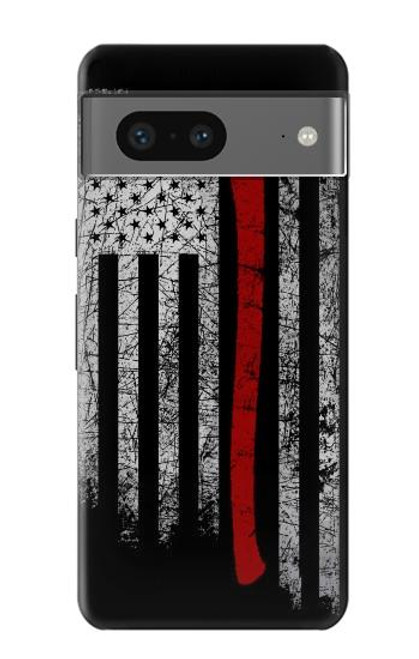 S3958 消防士の斧の旗 Firefighter Axe Flag Google Pixel 7a バックケース、フリップケース・カバー