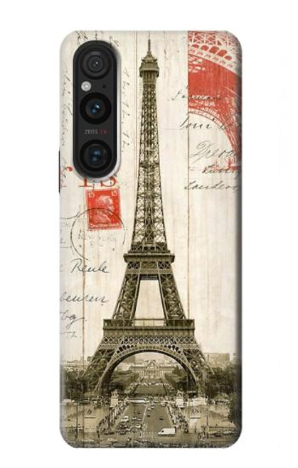 S2108 エッフェル塔パリポストカード Eiffel Tower Paris Postcard Sony Xperia 1 V バックケース、フリップケース・カバー