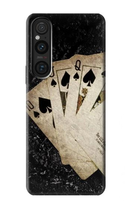 S3231 ヴィンテージロイヤルストレートフラッシュカード Vintage Royal Straight Flush Cards Sony Xperia 1 V バックケース、フリップケース・カバー