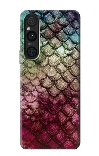 S3539 人魚の鱗 Mermaid Fish Scale Sony Xperia 1 V バックケース、フリップケース・カバー