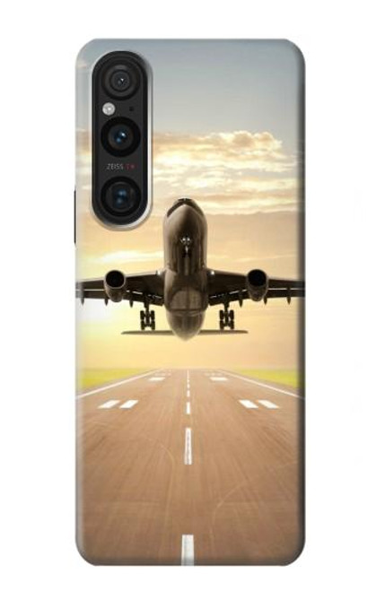 S3837 飛行機離陸日の出 Airplane Take off Sunrise Sony Xperia 1 V バックケース、フリップケース・カバー