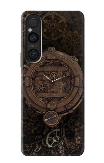 S3902 スチーム パンクなクロック ギア Steampunk Clock Gear Sony Xperia 1 V バックケース、フリップケース・カバー