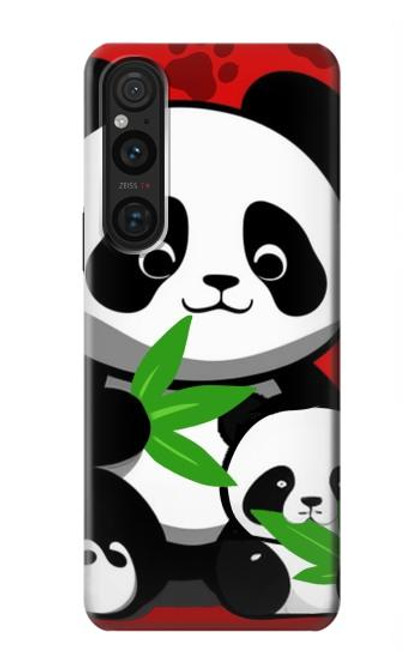 S3929 竹を食べるかわいいパンダ Cute Panda Eating Bamboo Sony Xperia 1 V バックケース、フリップケース・カバー