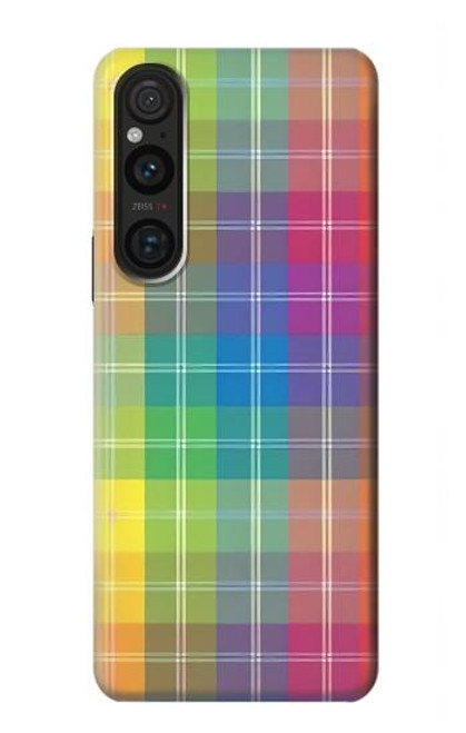 S3942 LGBTQ レインボーチェック柄タータンチェック LGBTQ Rainbow Plaid Tartan Sony Xperia 1 V バックケース、フリップケース・カバー