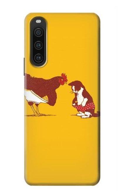 S1093 ルースターと猫の面白い Rooster and Cat Joke Sony Xperia 10 V バックケース、フリップケース・カバー