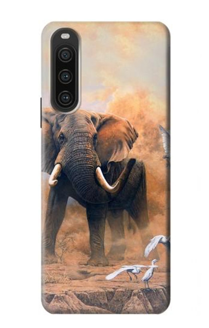 S1292 ダスティエレファントエッグレット Dusty Elephant Egrets Sony Xperia 10 V バックケース、フリップケース・カバー