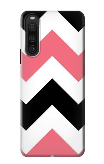 S1849 ピンクブラックシェブロンジグザグ Pink Black Chevron Zigzag Sony Xperia 10 V バックケース、フリップケース・カバー