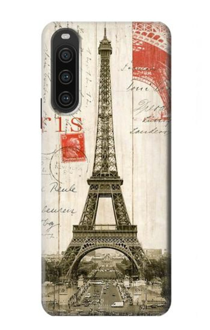 S2108 エッフェル塔パリポストカード Eiffel Tower Paris Postcard Sony Xperia 10 V バックケース、フリップケース・カバー
