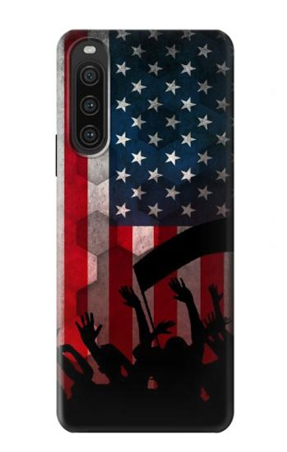 S2989 アメリカサッカー USA American Football Soccer Flag Sony Xperia 10 V バックケース、フリップケース・カバー