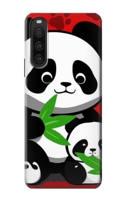 S3929 竹を食べるかわいいパンダ Cute Panda Eating Bamboo Sony Xperia 10 V バックケース、フリップケース・カバー