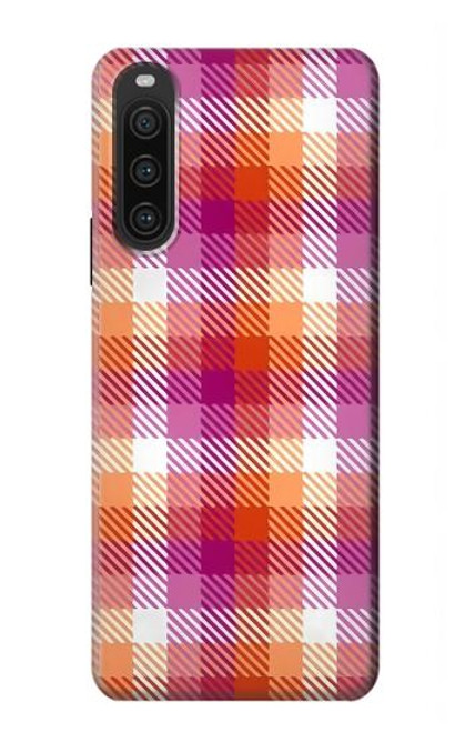 S3941 LGBT レズビアン プライド フラグ チェック柄 LGBT Lesbian Pride Flag Plaid Sony Xperia 10 V バックケース、フリップケース・カバー