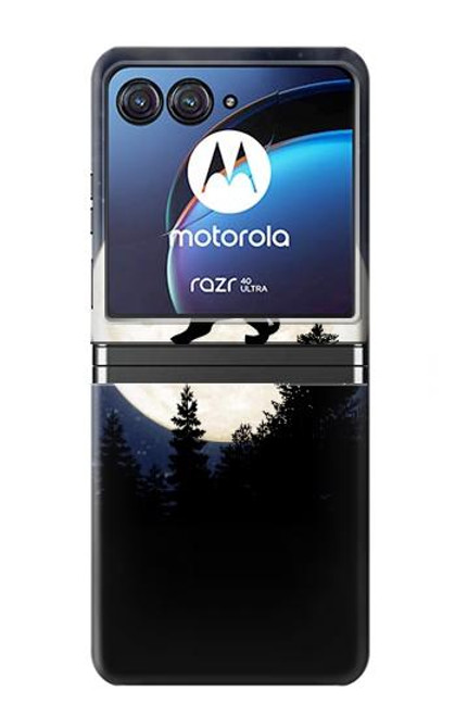 S3323 飛び象満月の夜 Flying Elephant Full Moon Night Motorola Razr 40 Ultra バックケース、フリップケース・カバー