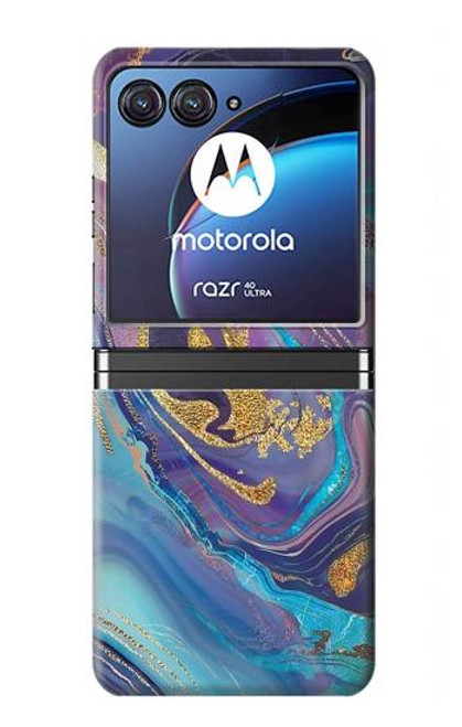 S3676 カラフルな抽象的な大理石の石 Colorful Abstract Marble Stone Motorola Razr 40 Ultra バックケース、フリップケース・カバー