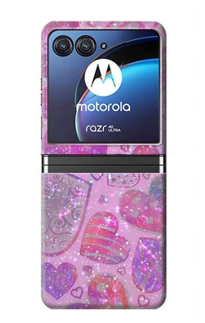 S3710 ピンクのラブハート Pink Love Heart Motorola Razr 40 Ultra バックケース、フリップケース・カバー