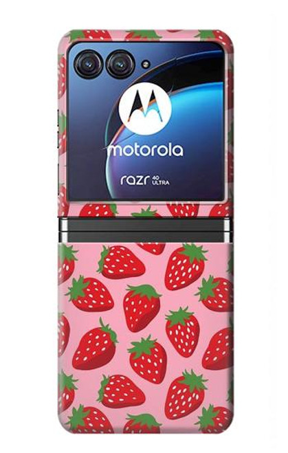 S3719 いちご柄 Strawberry Pattern Motorola Razr 40 Ultra バックケース、フリップケース・カバー