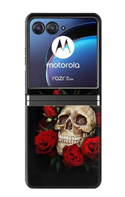 S3753 ダークゴシックゴススカルローズ Dark Gothic Goth Skull Roses Motorola Razr 40 Ultra バックケース、フリップケース・カバー