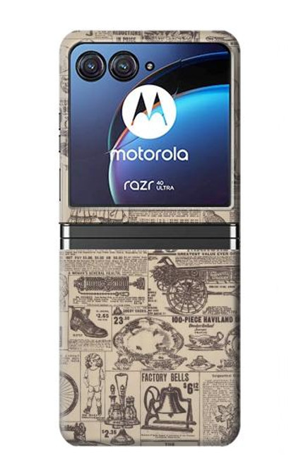 S3819 レトロなヴィンテージ紙 Retro Vintage Paper Motorola Razr 40 Ultra バックケース、フリップケース・カバー
