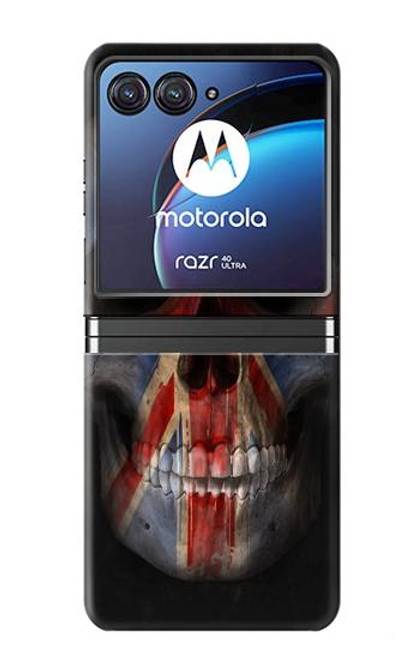 S3848 イギリスの旗の頭蓋骨 United Kingdom Flag Skull Motorola Razr 40 Ultra バックケース、フリップケース・カバー