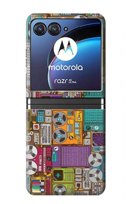 S3879 レトロな音楽の落書き Retro Music Doodle Motorola Razr 40 Ultra バックケース、フリップケース・カバー