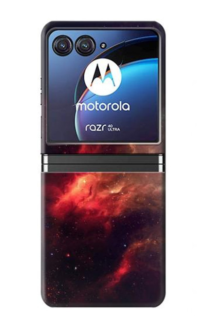 S3897 赤い星雲の宇宙 Red Nebula Space Motorola Razr 40 Ultra バックケース、フリップケース・カバー