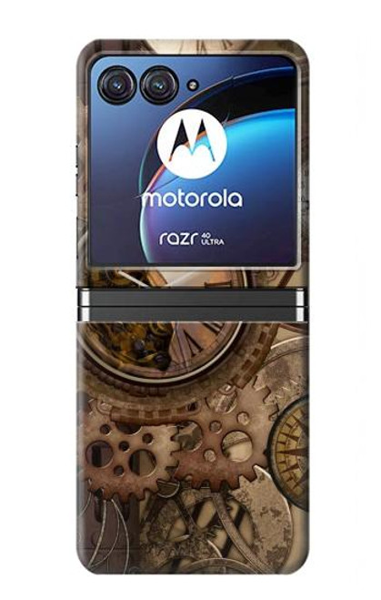 S3927 コンパスクロックゲージスチームパンク Compass Clock Gage Steampunk Motorola Razr 40 Ultra バックケース、フリップケース・カバー