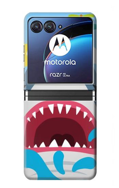 S3947 サメのヘリコプターの漫画 Shark Helicopter Cartoon Motorola Razr 40 Ultra バックケース、フリップケース・カバー