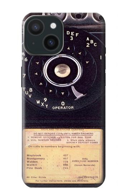 S0086 ヴィンテージ 公衆電話 Payphone Vintage iPhone 15 バックケース、フリップケース・カバー