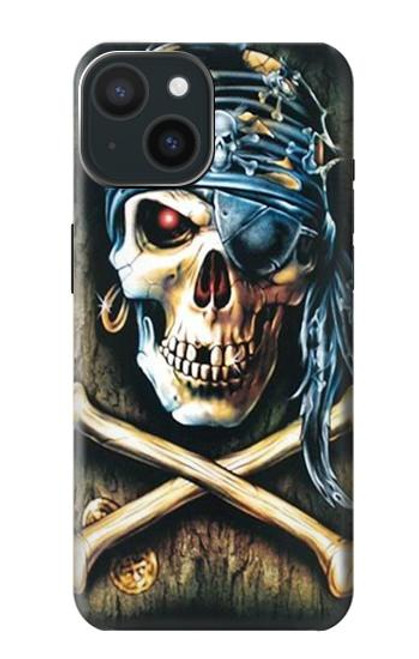 S0151 海賊スカル Pirate Skull Punk Rock iPhone 15 バックケース、フリップケース・カバー