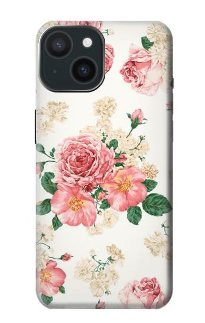 S1859 ローズ柄 Rose Pattern iPhone 15 バックケース、フリップケース・カバー