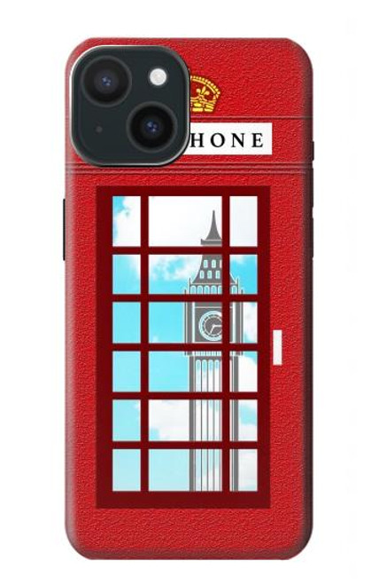 S2059 イングランドクラシック英国の電話ボックスミニマリスト England Classic British Telephone Box Minimalist iPhone 15 バックケース、フリップケース・カバー