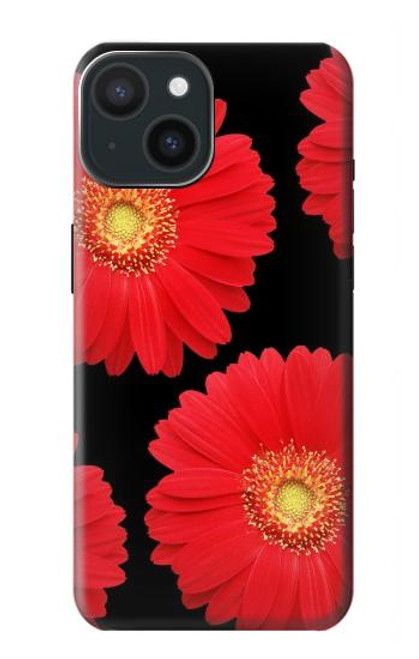 S2478 赤デイジーの花 Red Daisy flower iPhone 15 バックケース、フリップケース・カバー