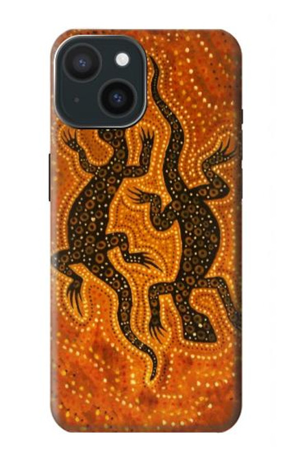 S2901 リザードアボリジニアート Lizard Aboriginal Art iPhone 15 バックケース、フリップケース・カバー
