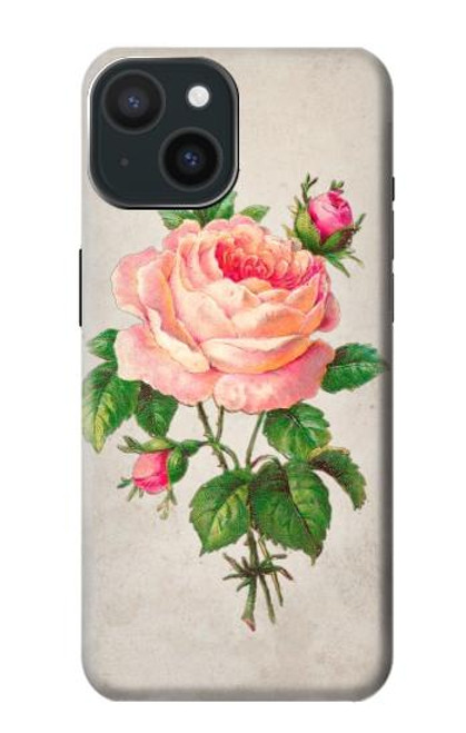 S3079 ピンクローズ Vintage Pink Rose iPhone 15 バックケース、フリップケース・カバー