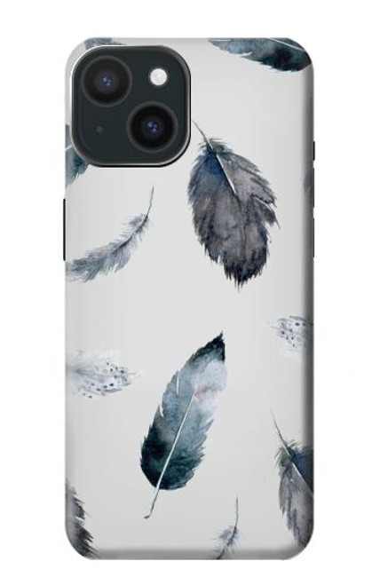 S3085 羽 Feather Paint Pattern iPhone 15 バックケース、フリップケース・カバー