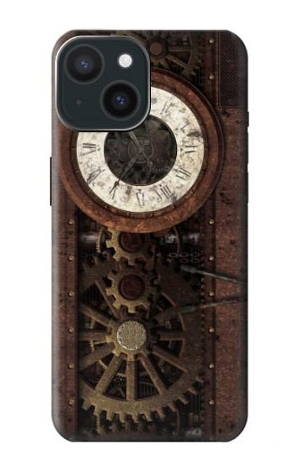 S3221 クロックギア Steampunk Clock Gears iPhone 15 バックケース、フリップケース・カバー