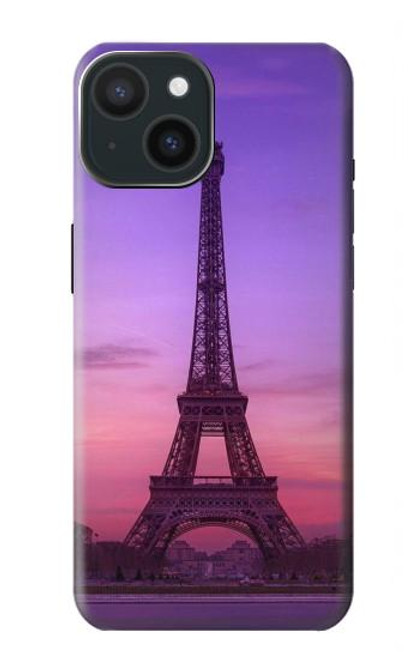 S3447 エッフェルパリの夕日 Eiffel Paris Sunset iPhone 15 バックケース、フリップケース・カバー