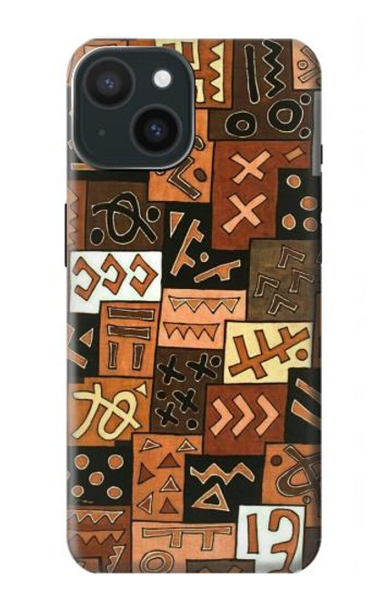 S3460 マリ芸術 Mali Art Pattern iPhone 15 バックケース、フリップケース・カバー