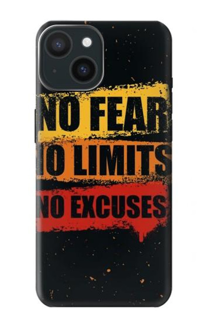 S3492 恐れのない言い訳のない No Fear Limits Excuses iPhone 15 バックケース、フリップケース・カバー