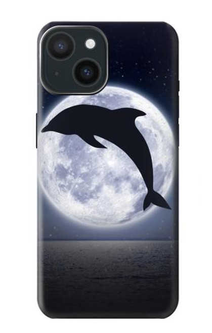 S3510 ドルフィン Dolphin Moon Night iPhone 15 バックケース、フリップケース・カバー