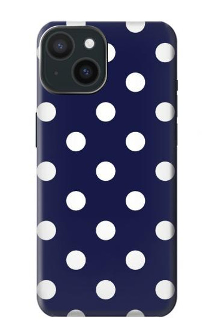 S3533 ブルーの水玉 Blue Polka Dot iPhone 15 バックケース、フリップケース・カバー