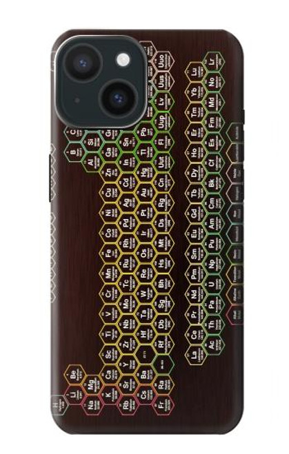 S3544 ネオンハニカム周期表 Neon Honeycomb Periodic Table iPhone 15 バックケース、フリップケース・カバー