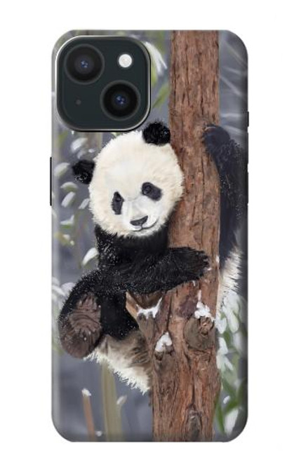 S3793 かわいい赤ちゃん雪パンダのペイント Cute Baby Panda Snow Painting iPhone 15 バックケース、フリップケース・カバー