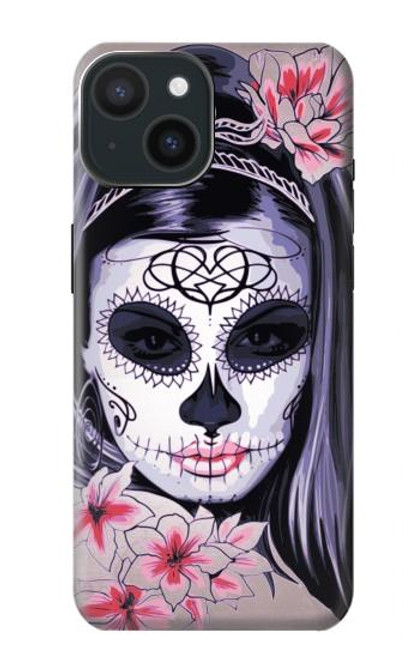 S3821 シュガースカルスチームパンクガールゴシック Sugar Skull Steam Punk Girl Gothic iPhone 15 バックケース、フリップケース・カバー