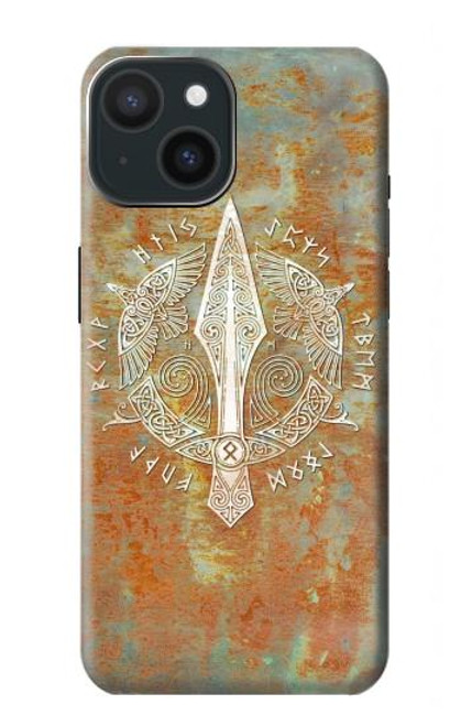 S3827 オーディン北欧バイキングシンボルのグングニル槍 Gungnir Spear of Odin Norse Viking Symbol iPhone 15 バックケース、フリップケース・カバー