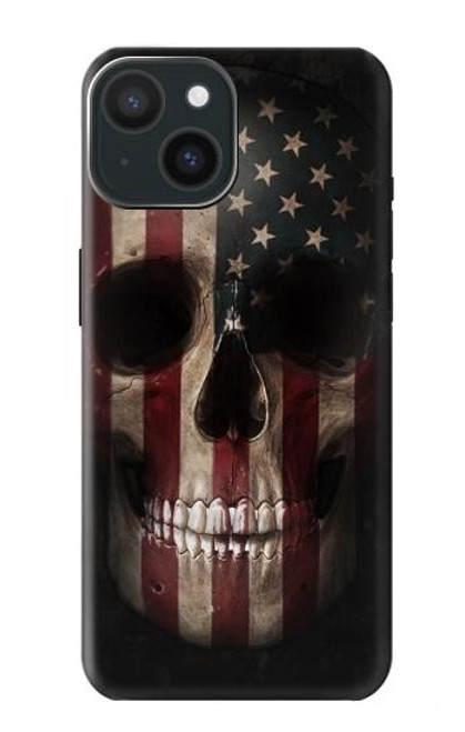 S3850 アメリカの国旗の頭蓋骨 American Flag Skull iPhone 15 バックケース、フリップケース・カバー