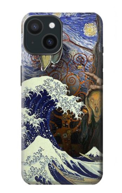 S3851 アートの世界 ヴァンゴッホ 北斎 ダヴィンチ World of Art Van Gogh Hokusai Da Vinci iPhone 15 バックケース、フリップケース・カバー