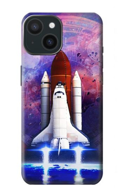 S3913 カラフルな星雲スペースシャトル Colorful Nebula Space Shuttle iPhone 15 バックケース、フリップケース・カバー