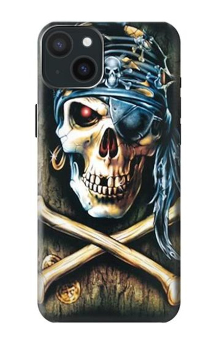 S0151 海賊スカル Pirate Skull Punk Rock iPhone 15 Plus バックケース、フリップケース・カバー