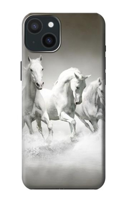 S0933 白馬 White Horses iPhone 15 Plus バックケース、フリップケース・カバー